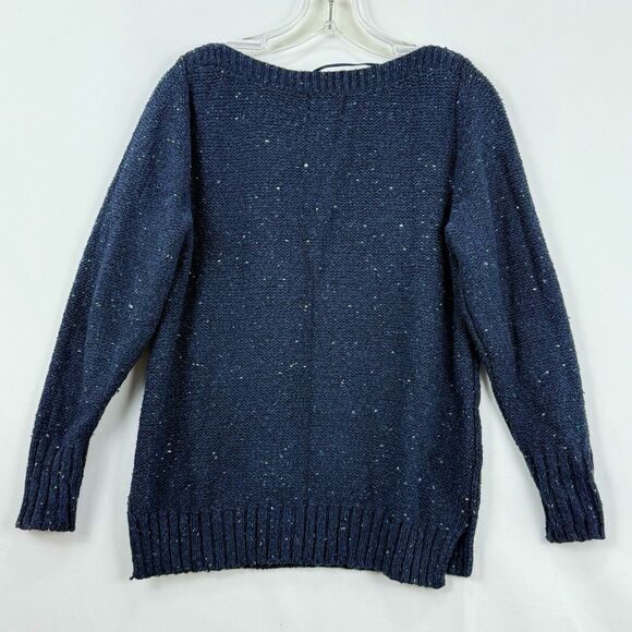 St John's Bay Women's Long Sleeve Cable Knit Sweater Size MP Blue Marble - Picture 2 of 16